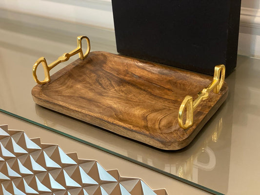 Platou din lemn cu manere din aluminiu