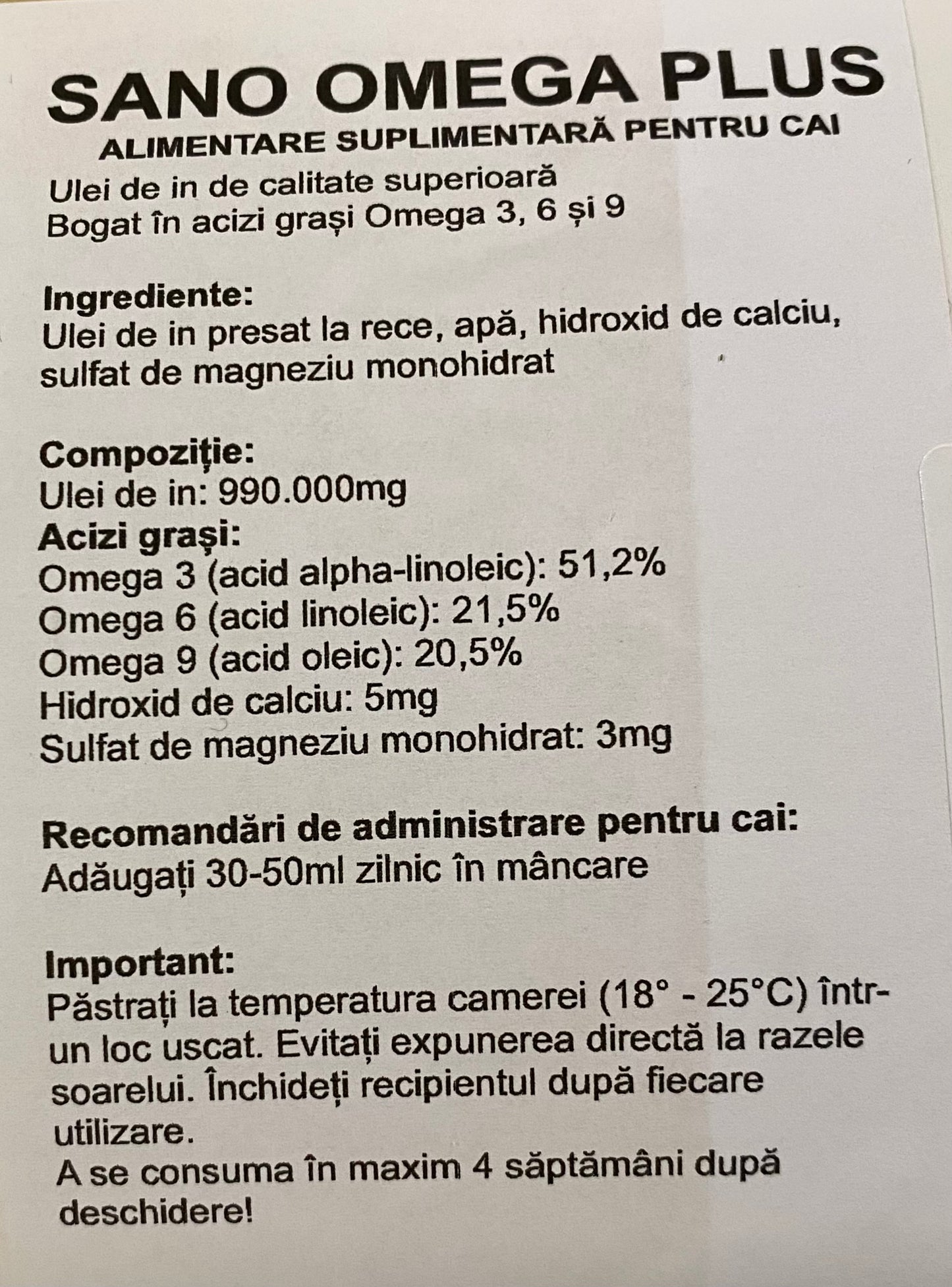 Ulei de in Sano Omega Plus