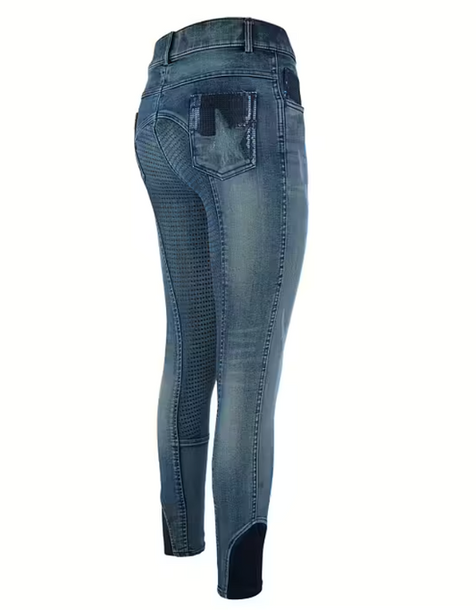 Pantaloni echitatie IRH Denim Washed FullGrip